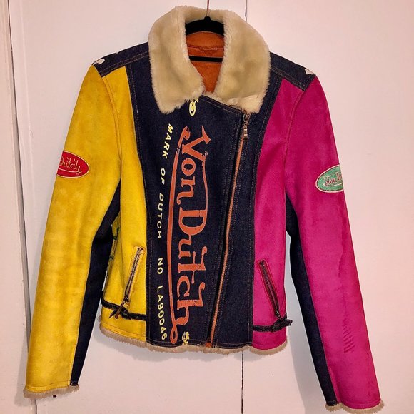 RARE vintage Von Dutch faux suede & denim jacket - Picture 2 of 3